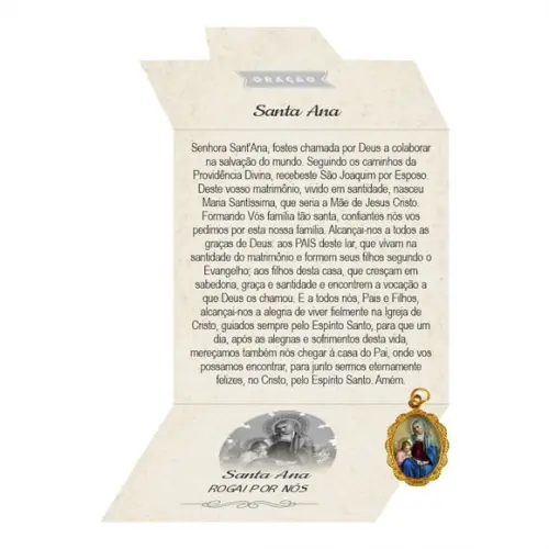 Cartão Personalizado + Medalhinha de Santa Ana