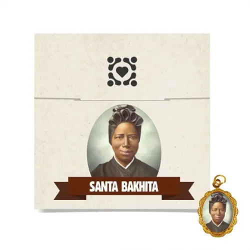 Cartão Personalizado + Medalhinha de Santa Bakhita