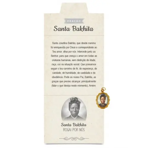Cartão Personalizado + Medalhinha de Santa Bakhita