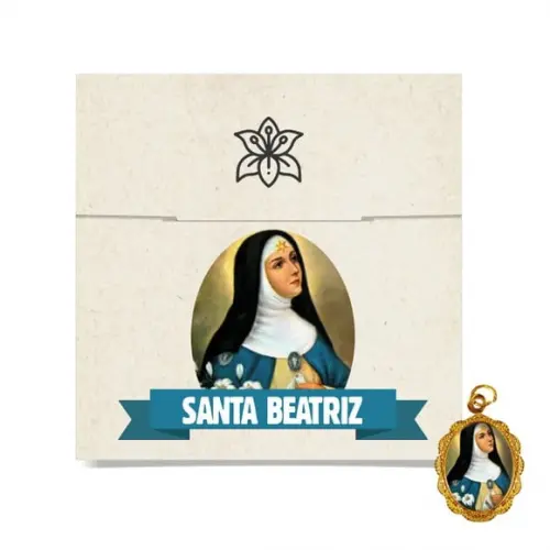 Cartão Personalizado + Medalhinha de Santa Beatriz