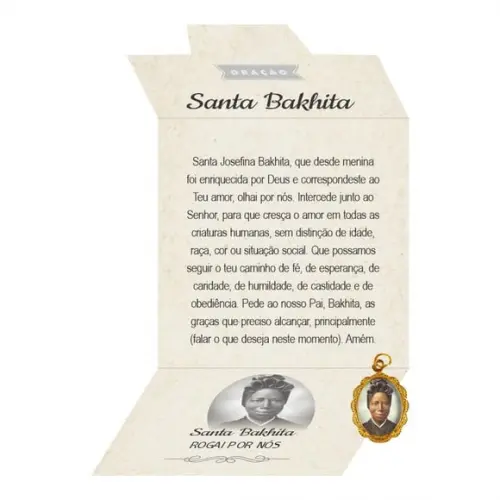 Cartão Personalizado + Medalhinha de Santa Bakhita