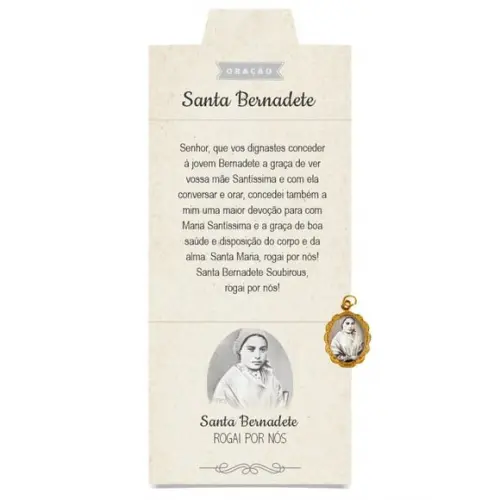 Cartão Personalizado + Medalhinha de Santa Bernadete