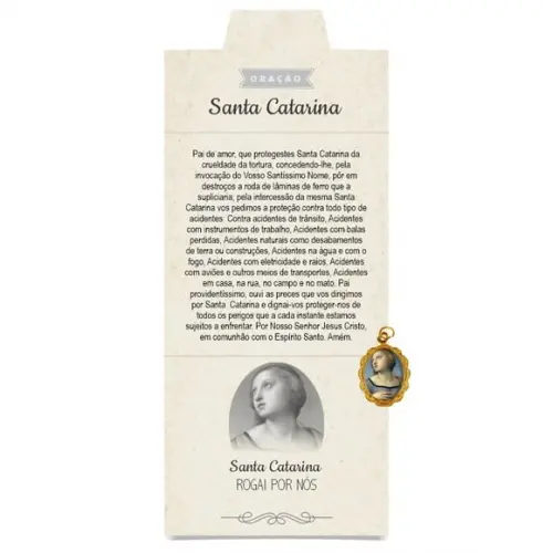 Cartão Personalizado + Medalhinha de Santa Catarina