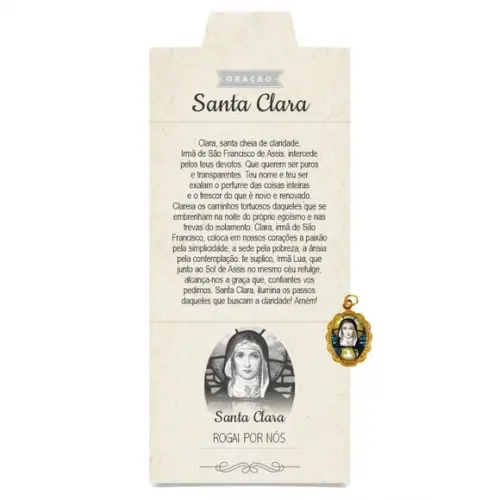 Cartão Personalizado + Medalhinha de Santa Clara