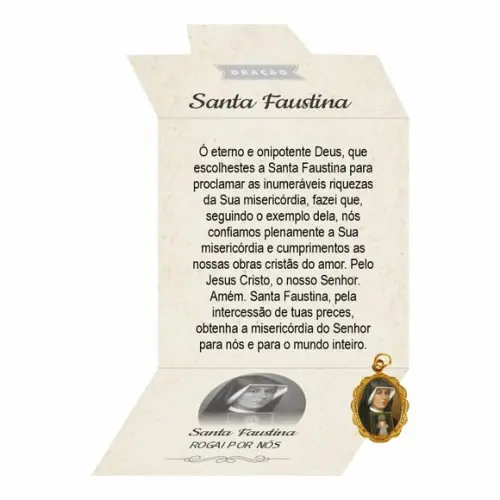 Cartão Personalizado + Medalhinha de Santa Faustina