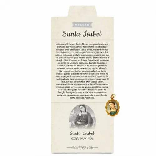 Cartão Personalizado + Medalhinha de Santa Isabel