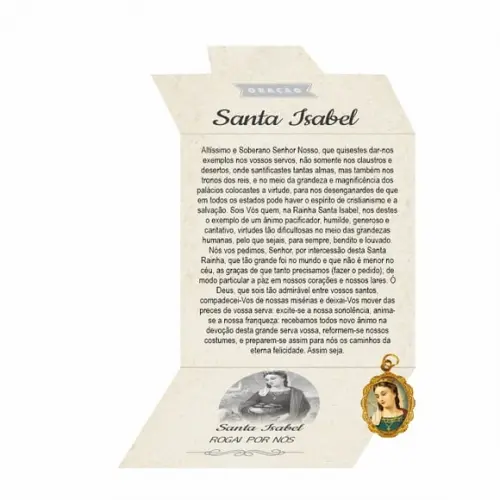 Cartão Personalizado + Medalhinha de Santa Isabel