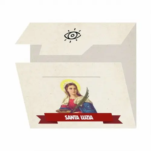 Cartão personalizado + medalhinha de Santa Luzia