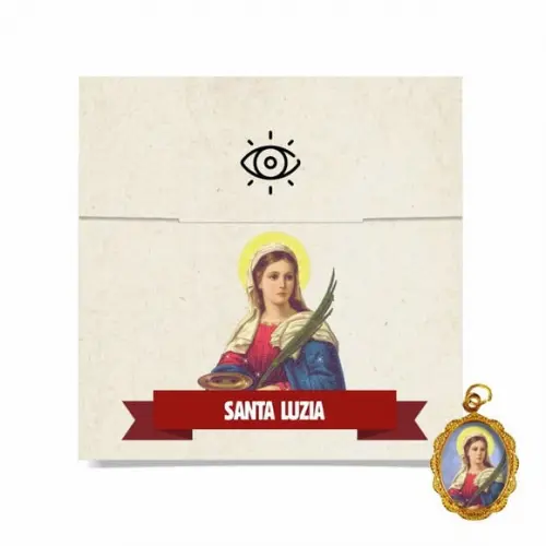 Cartão personalizado + medalhinha de Santa Luzia