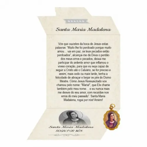 Cartão Personalizado + Medalhinha de Santa Maria Madalena