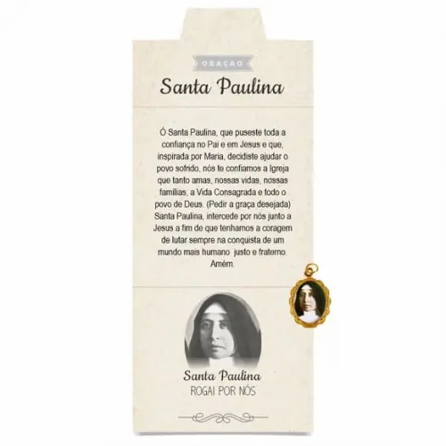 Cartão Personalizado + Medalhinha de Santa Paulina