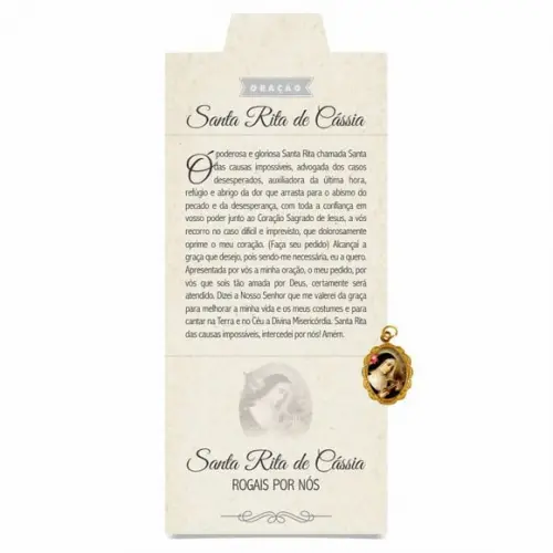 Cartão personalizado + medalhinha de Santa Rita