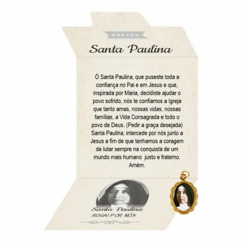 Cartão Personalizado + Medalhinha de Santa Paulina