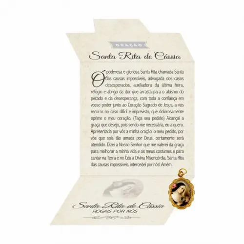Cartão personalizado + medalhinha de Santa Rita