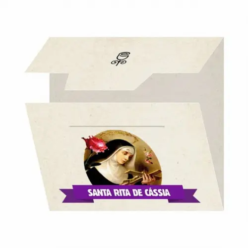 Cartão personalizado + medalhinha de Santa Rita