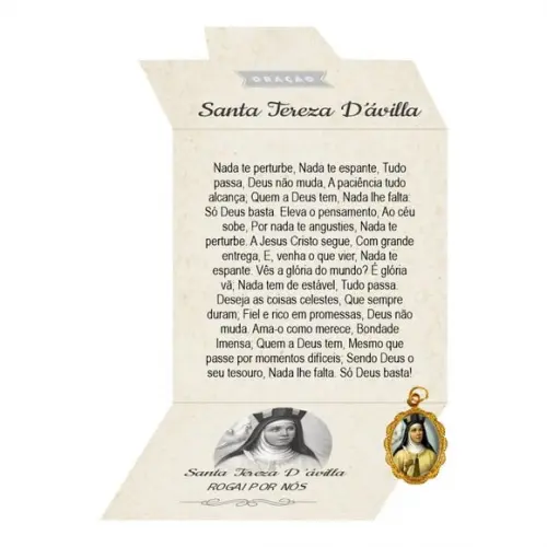 Cartão Personalizado + Medalhinha de Santa Tereza D´ávila
