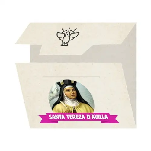 Cartão Personalizado + Medalhinha de Santa Tereza D´ávila