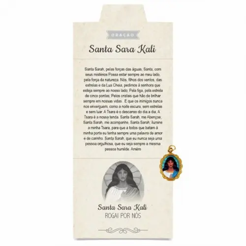 Cartão Personalizado + Medalhinha de Santa Sara Kali