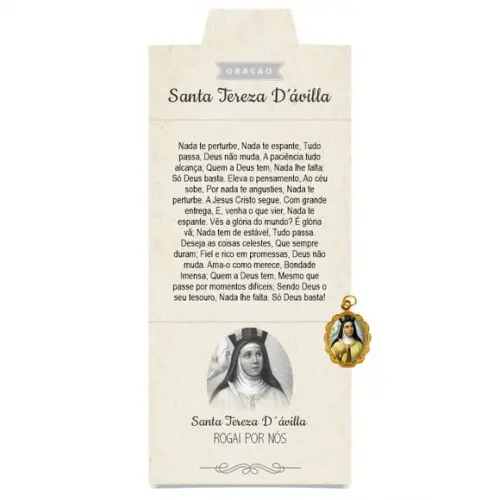 Cartão Personalizado + Medalhinha de Santa Tereza D´ávila