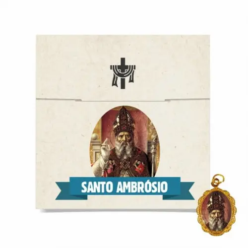 Cartão Personalizado + Medalhinha de Santo Ambrósio