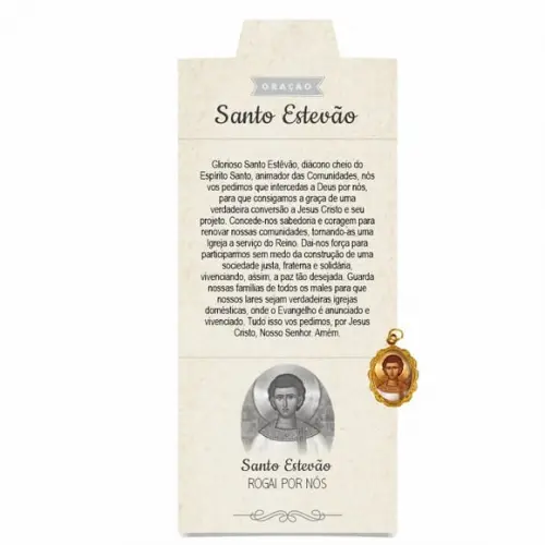Cartão Personalizado + Medalhinha de Santo Estevão