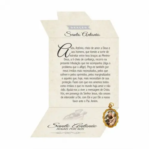 Cartão personalizado + medalhinha de Santo Antonio