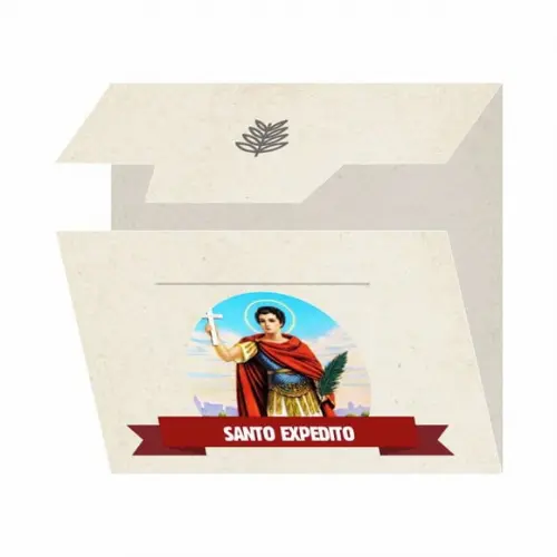 Cartão personalizado + medalhinha de Santo Expedito