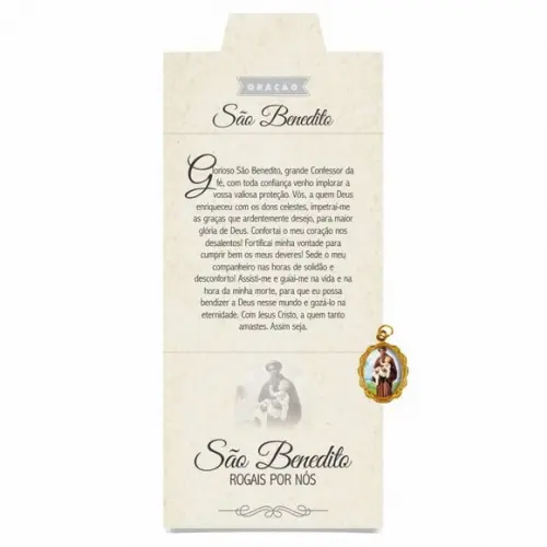 Cartão personalizado + medalhinha de São Benedito