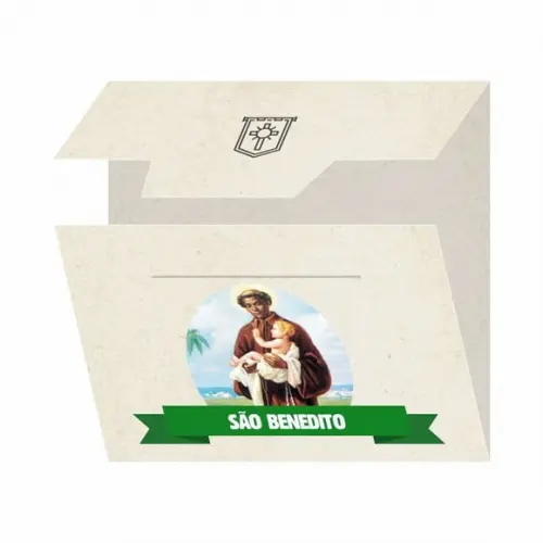 Cartão personalizado + medalhinha de São Benedito