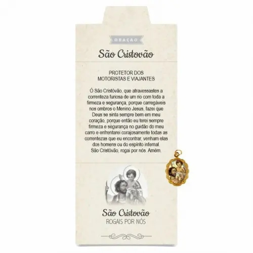 Cartão Personalizado + Medalhinha de São Cristovão