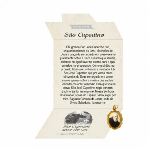 Cartão Personalizado + Medalhinha de São Cupertino