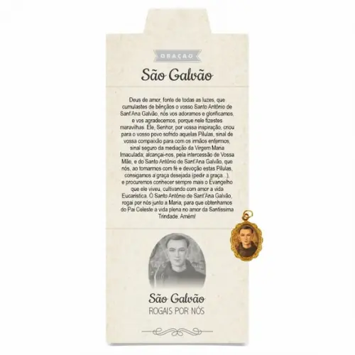 Cartão Personalizado + Medalhinha de São Galvão