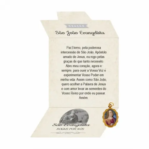 Cartão Personalizado + Medalhinha de São João Evangelista