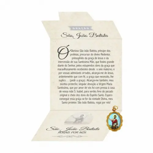 Cartão personalizado + medalhinha de São João Batista