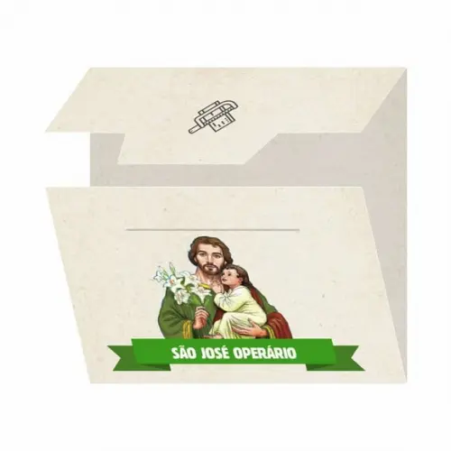 Cartão personalizado + medalhinha de São José Operário