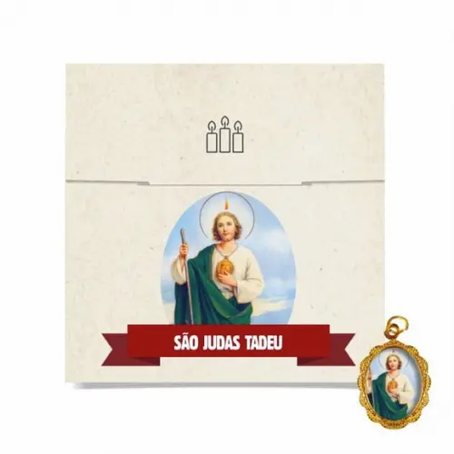 Cartão personalizado + medalhinha de São Judas Tadeu