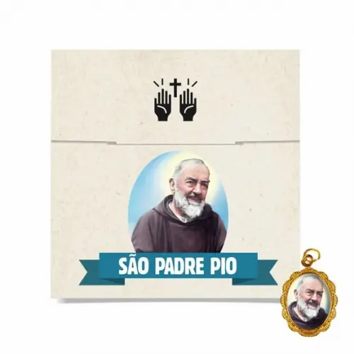 Cartão Personalizado + Medalhinha de São Padre Pio