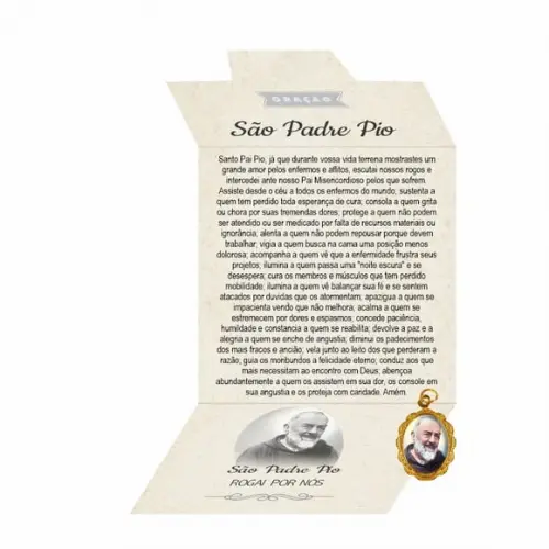 Cartão Personalizado + Medalhinha de São Padre Pio