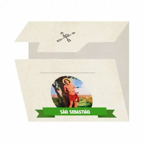 Cartão personalizado + medalhinha de São Sebastião
