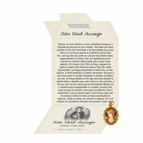 Cartão Personalizado + Medalhinha de São Uriel Arcanjo