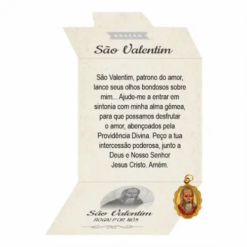 Cartão Personalizado + Medalhinha de São Valentim