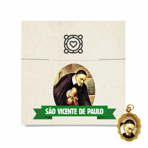 Cartão Personalizado + Medalhinha de São Vicente de Paulo