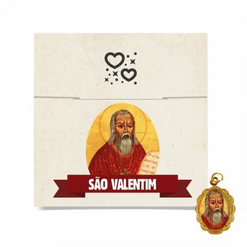 Cartão Personalizado + Medalhinha de São Valentim