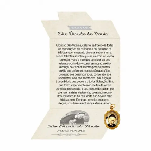 Cartão Personalizado + Medalhinha de São Vicente de Paulo