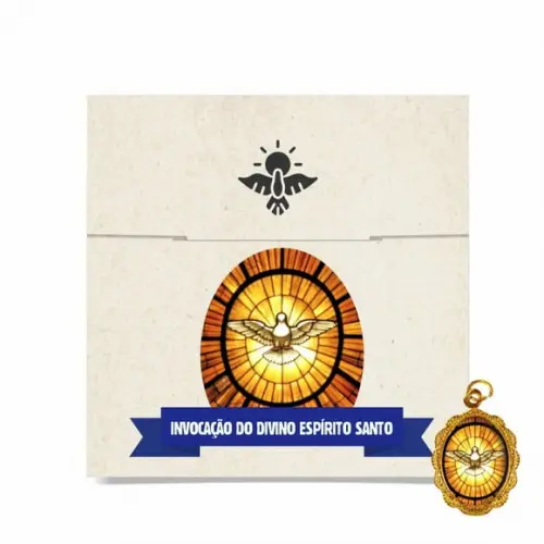Cartão Personalizado + Medalhinha Divino Espírito Santo