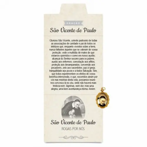 Cartão Personalizado + Medalhinha de São Vicente de Paulo