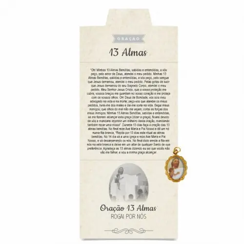 Cartão Personalizado + Medalhinha Oração das 13 Almas