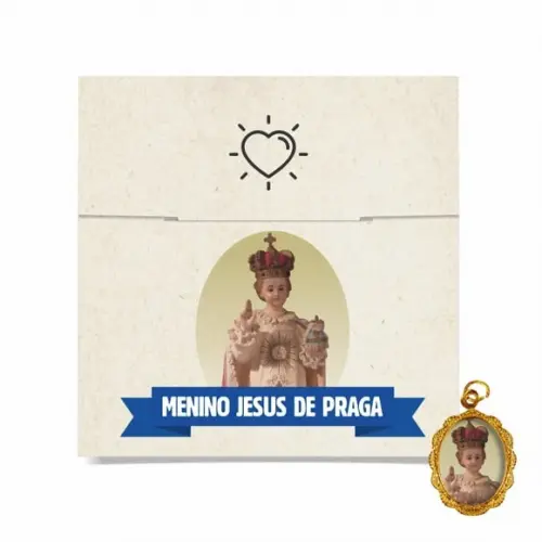 Cartão Personalizado + Medalhinha Meninos Jesus de Praga