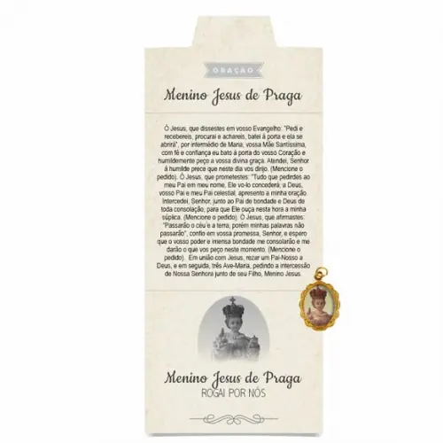 Cartão Personalizado + Medalhinha Meninos Jesus de Praga