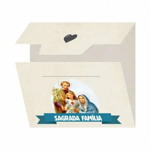 Cartão personalizado + medalhinha Sagrada Família